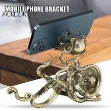 Octopus Holder Golden Animal Shape Cell Phone Holder Desk Phone Stand Artwork for Home Office FC