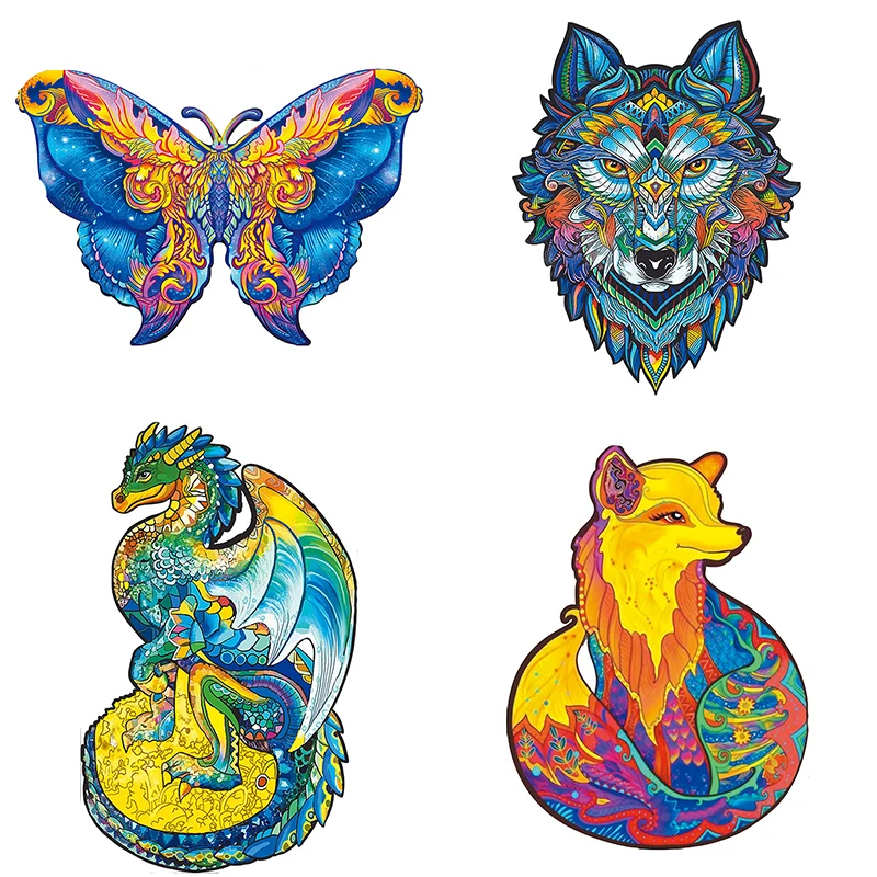 

2021 New Wooden Jigsaw Puzzle For Adults Children Crafts Animal Shaped Wood DIY Christmas Gift