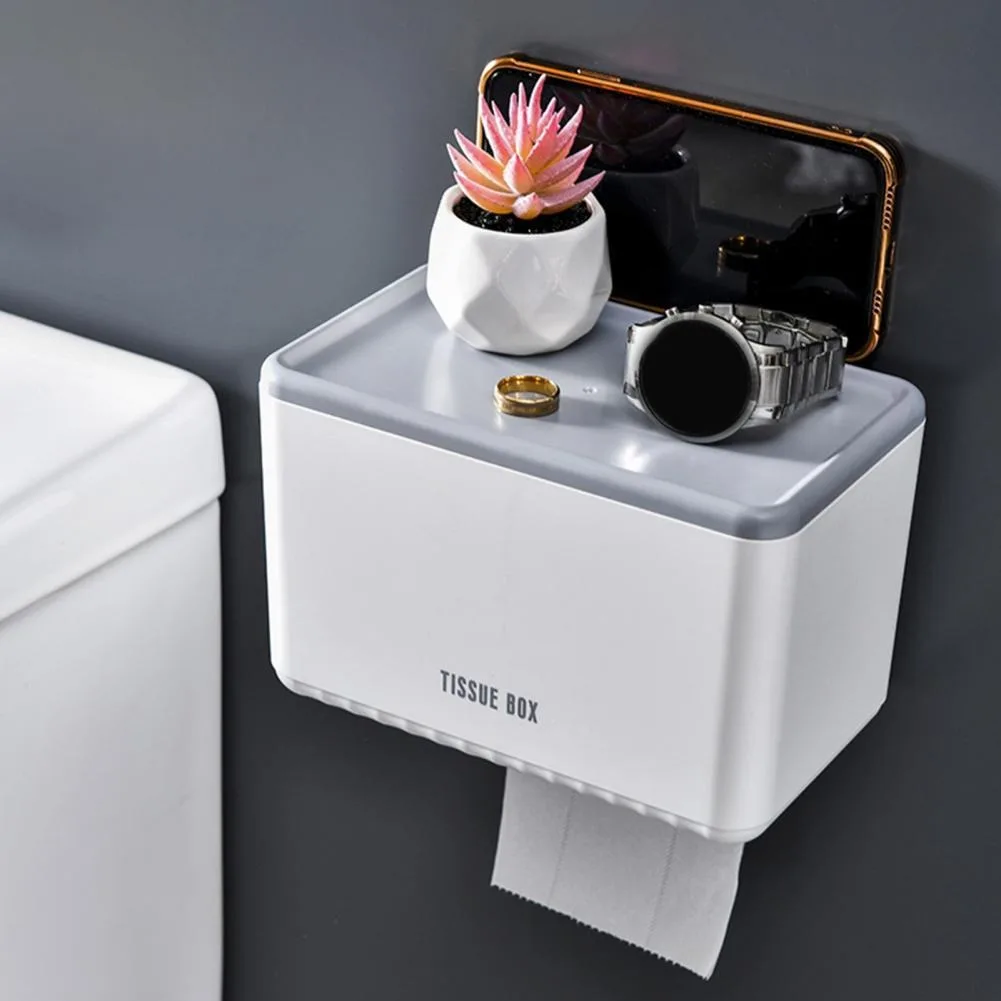 

Creative Toilet Organizer Waterproof Tissue phone Storage Box Punch-free Roll Paper Holder Bathroom Wall Mounted Organizer