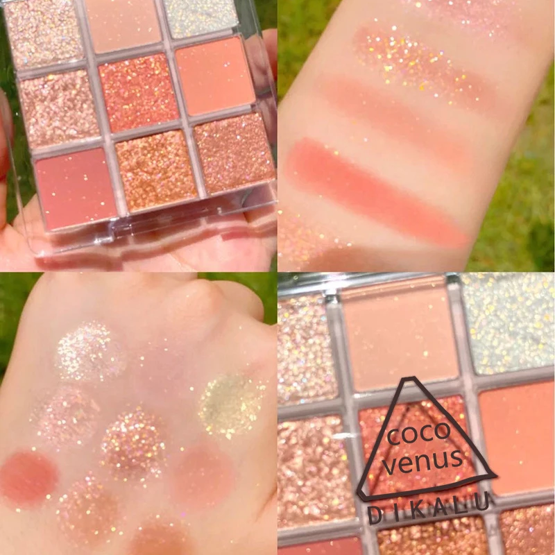 

9 Color Pressed Matte Glitter Eyeshadow Palette Waterproof Long-lasting Eyeshadow Pigment Diamond Shimmer Nude Shiny Makeup