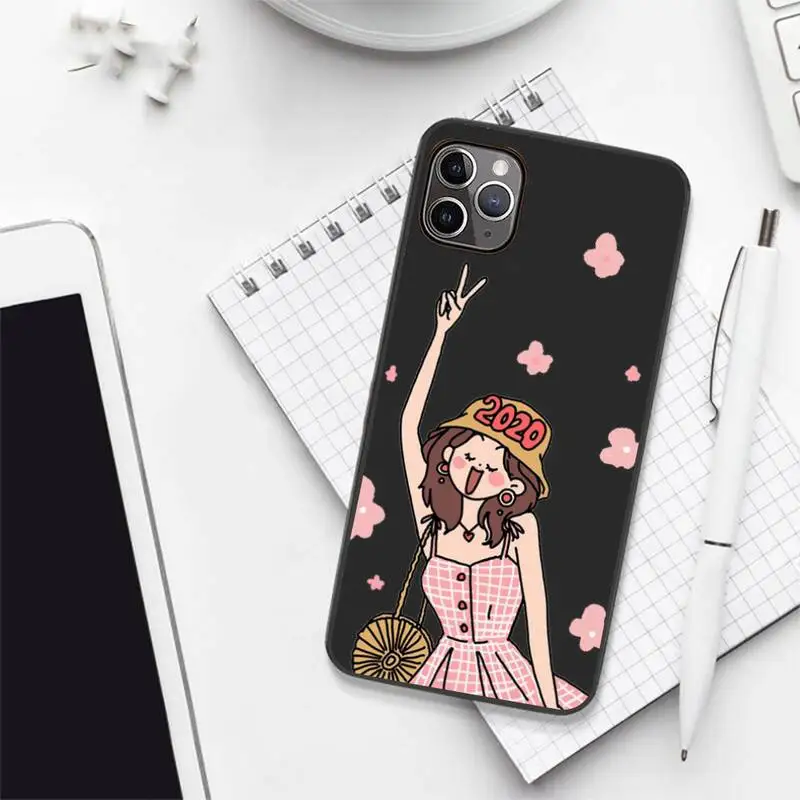 

Aesthetic cartoon girl Phone Case for iPhone 7 8 11 12 Pro X XS XR Samsung A S 6 7 9plus 10plus 21s 71