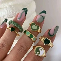 new gold inlaid rhinestone peach heart ring for women sweet love heart dripping ring set gothic wedding sunflower jewelry