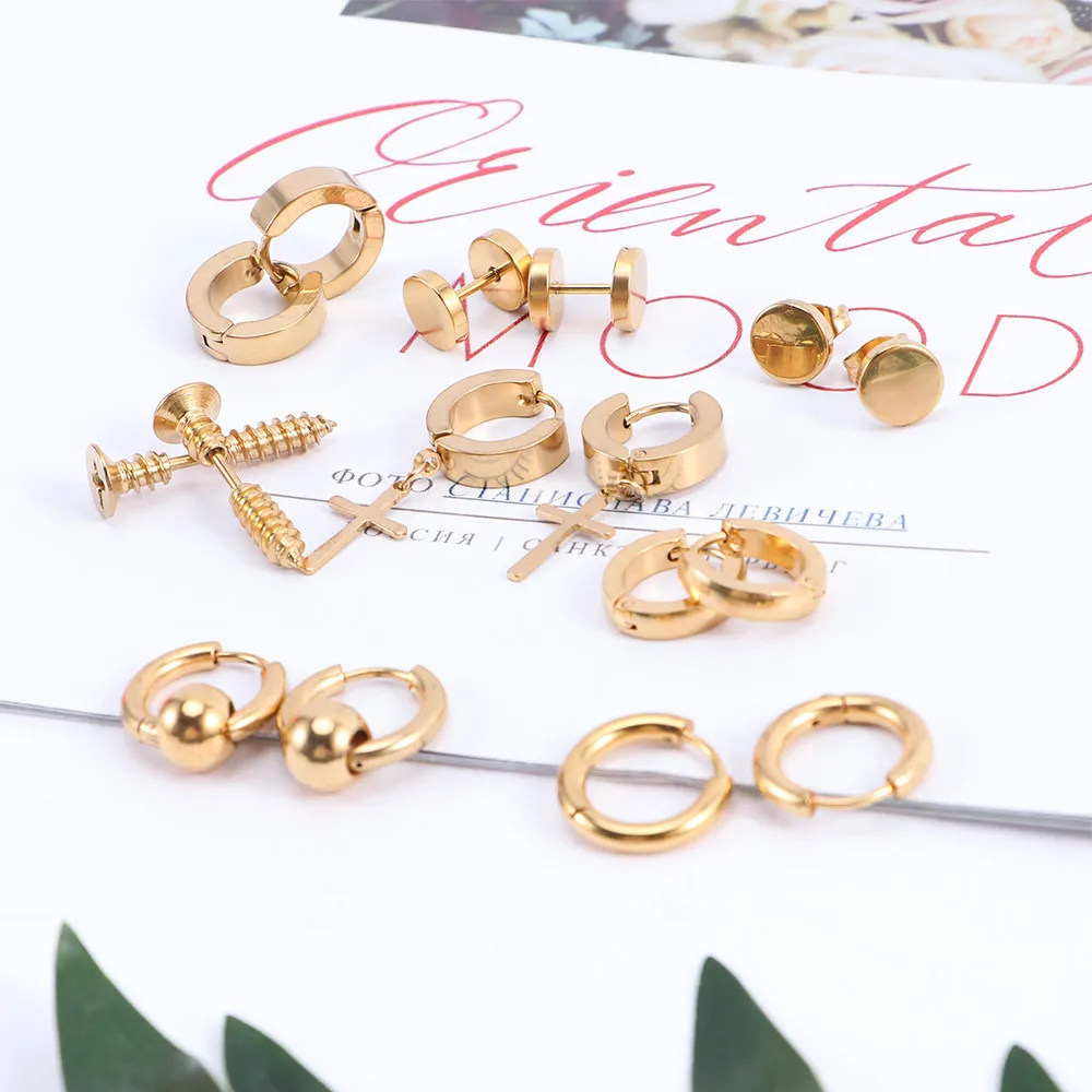 Серьги-гвоздики из нержавеющей стали для мужчин и женщин в стиле панк Ювелирное