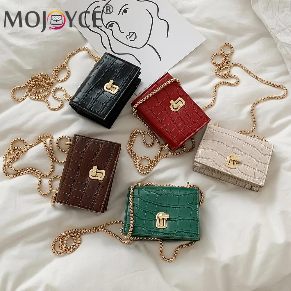 

Elegant Women Pure Mini Shoulder Bags Lady PU Leather Chain Crossbody Bag Light Wild Simple Female Daily Messenger Bag