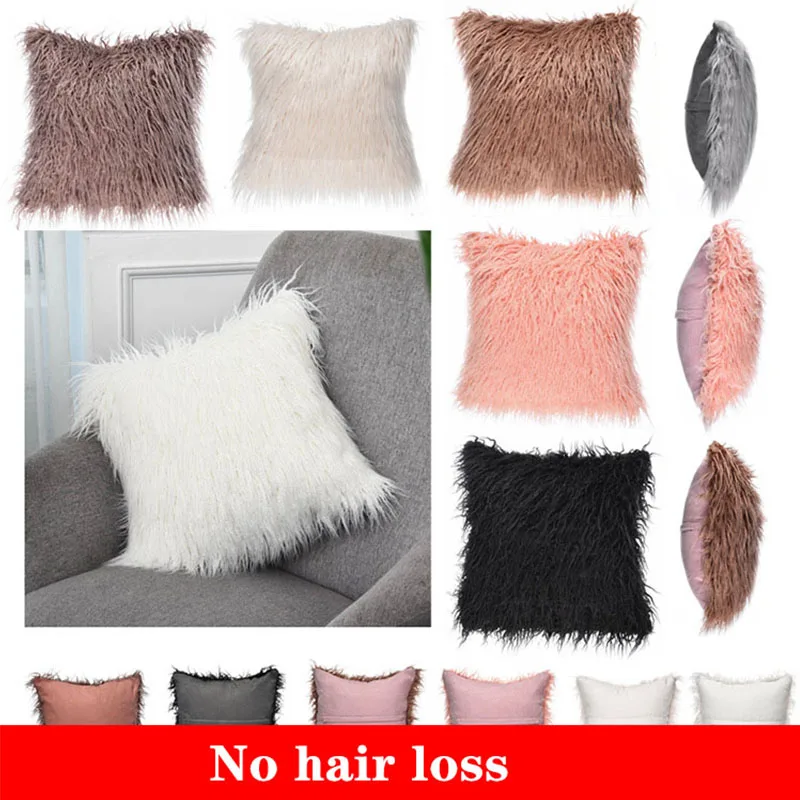 

Madream Plush Pillowcase Nordic Simple Solid Color Living Room Sofa Pillow Hairy Home Bedroom Decoration Pillow Cover Hot Sale