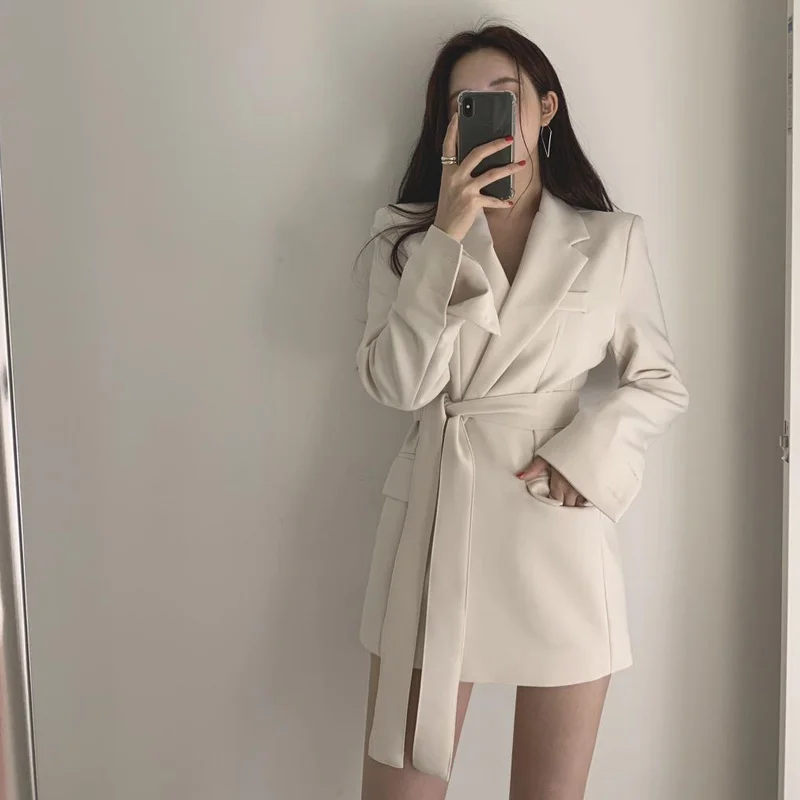 Новый осенне-зимний женский Блейзер офисный Женский на шнуровке с зубчатым