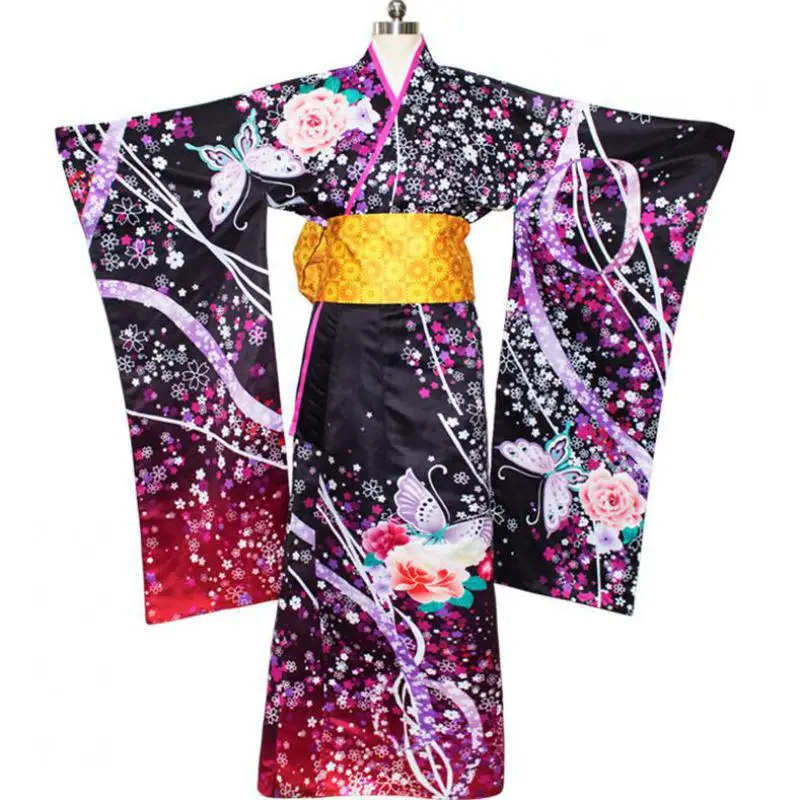 Женский праздничный костюм гейши традиционное кимоно с винтажным цветочным