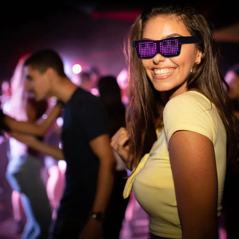 

Hot Magic Bluetooth Led Party Glasses APP Control Luminous Glasses EMD DJ Electric Syllables Party Eye Glasses Drop shipping