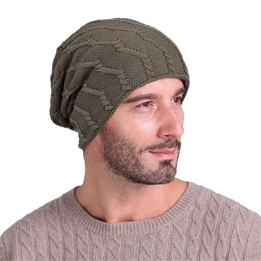 Новые модные зимние шляпы для мужчин твердые Skullies Индия Эластичный Тюрбан шляпа шерсть вязание выпадения волос головной платок обертывание Czapka Zimowa