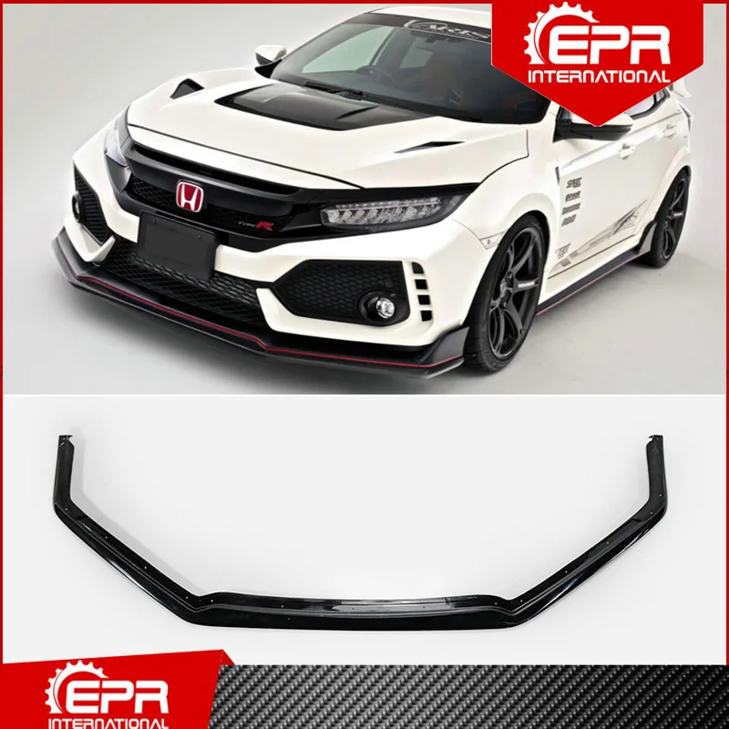 

For Civic Type R FK8 VRSAR1 Style Glass Fiber Front Lip Trim FK8 Racing Part FRP Front Splitter FK8 Body Kit 5Door