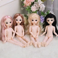 16 bjd 30cm doll with 3d eyes 21 movable joint plastic dress up cute dolls pinkgolden hair female nude girl toy fashion gift