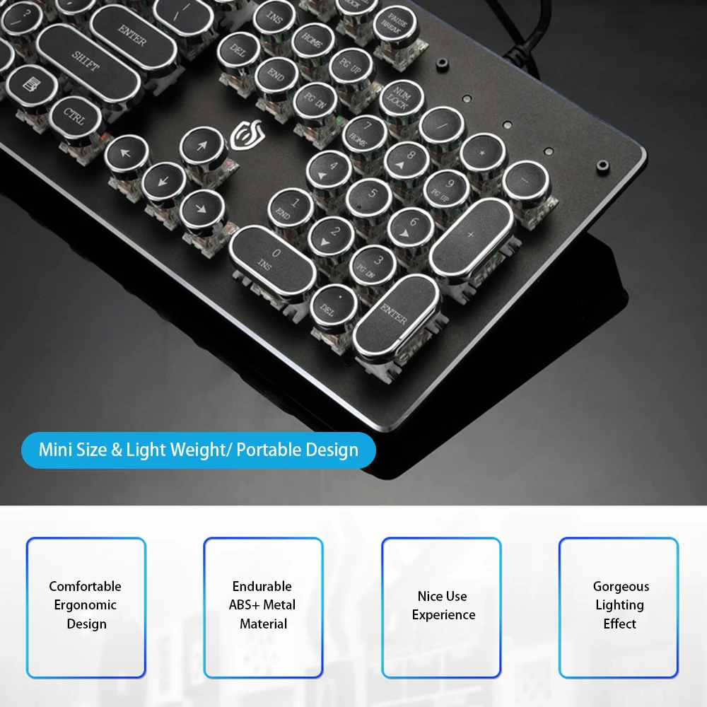 

Illuminated Mechanical Keyboard USB Powered Operated 9 Vivid Lighting Effects 104 Keys PC Gaming Keyboard for PC Computer Laptop