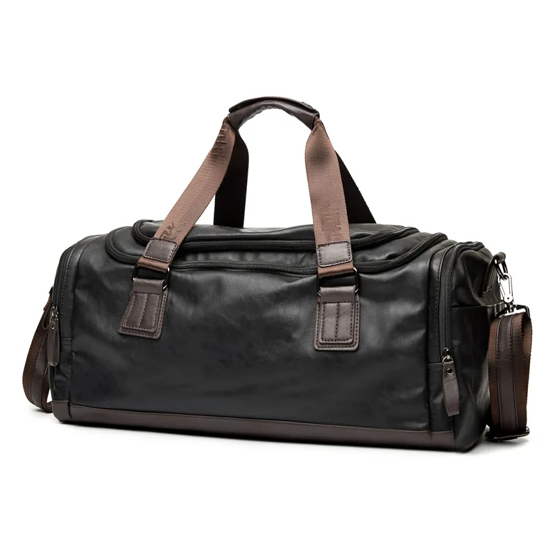 

Large-capacity trend men's bag shoulder messenger bag men's handbag tide PU leather large-capacity travel bag fitness bag