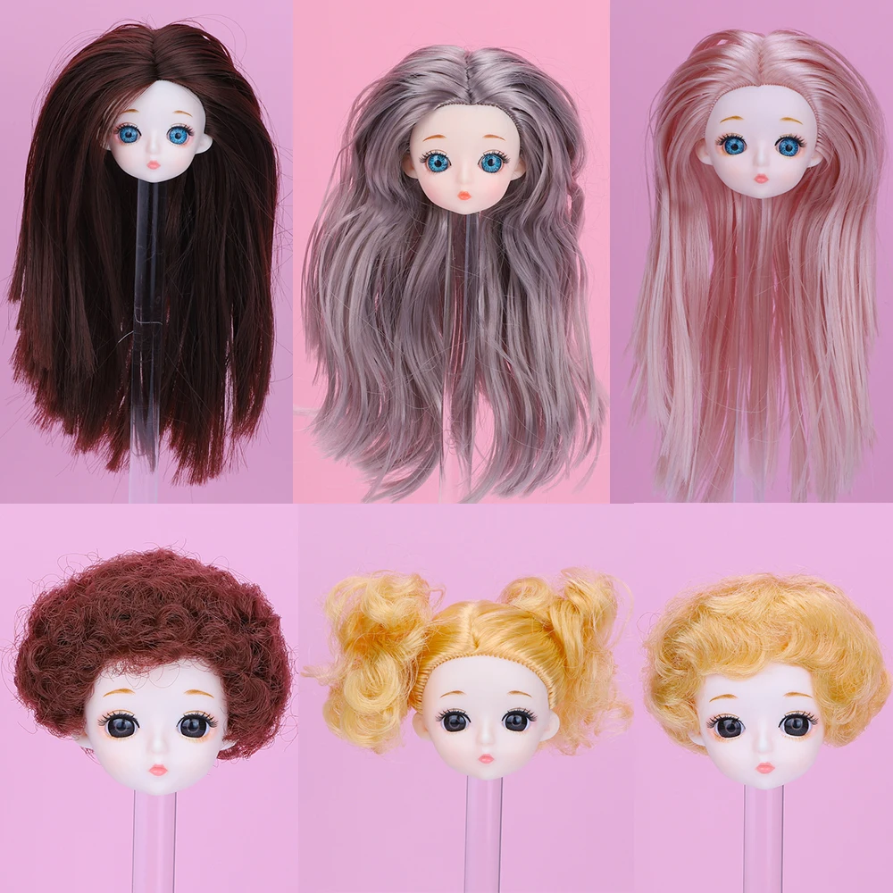 1/12 шарнирная Кукла голова с золотистыми коричневыми вьющимися прямыми желтыми