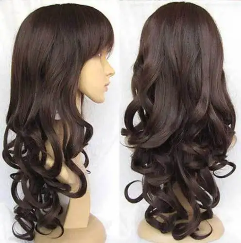 Причудливый стиль коричневый вьющиеся длинные волосы парики для женщин парик |