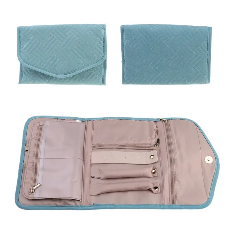 

Travel Jewelry Organizer Roll Foldable Jewelry Case for Journey-Rings, Necklaces, Bracelets, Earrings