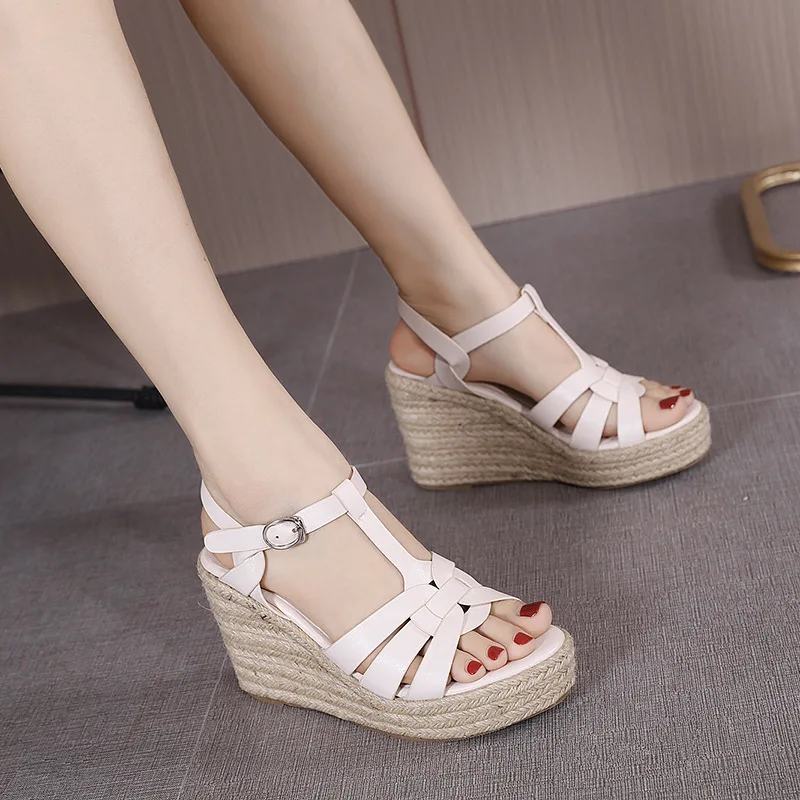 

Summer new sexy high-heeled sandals wedge-heeled thick-soled buckle sandals brand designer hot-selling women's shoes