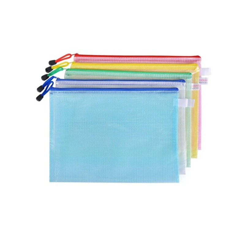 6Pack Gridding Waterproof Zip Bag A3 A4 A5 A6 Transparent Document Pen Filing Products Pocket Folder Office School Supply |