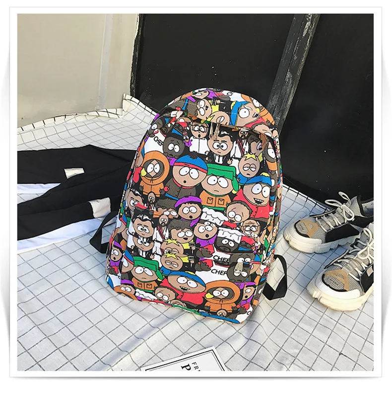 New backpack female cartoon alphabet doodle personality wild backpack men and women shoulder bag mochila