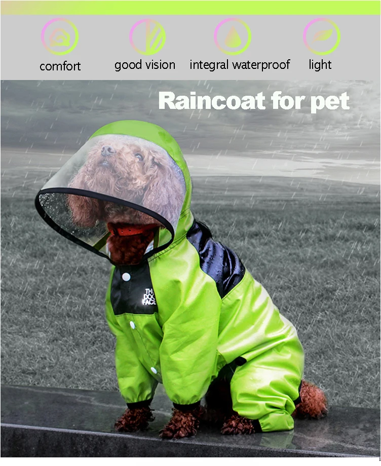 

Pet Dog Raincoat The Dog Face Pet Clothes Jumpsuit Waterproof Dog Jacket Dogs Water Resistant Clothes for Dogs Pet Coat