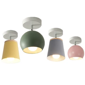 Творческий круглый железный E27 потолочный светильник скандинавские современные Макарон светодиодный потолочный светильник для Гостиная Спальня крыльцо проход коридор кафе