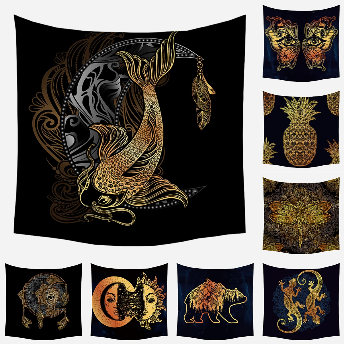 

Zerolife Hot Sale Black White Color Sun Moon Mandala Tapestry Background Decorative Tapestry Various Sizes tarot card Tapestries