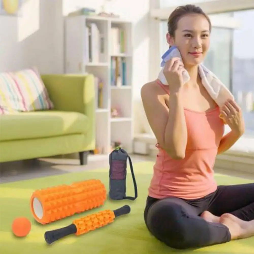 

4 Set Yoga Column Foam Yoga Pilates Fitness Foam Roller Foam Exercise Roller Massage Spiky Relax Train Massage Sports Ball Y2M4