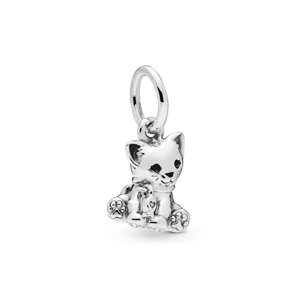 Бусины из стерлингового серебра 925 Подвеска в виде бульдога Лабрадора щенка кота, женский браслет Пандора, подарок, ювелирное изделие своими руками - Цвет: Sweet Cat