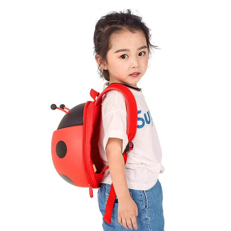 Cute Ladybird Kids Toddler Backpack with Safety Leash 3D Cartoon Ladybug Children School Bags Anti-lost for Boys Girls |