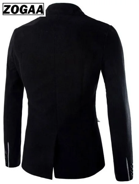 ZOGAA Мужская винтажная куртка однотонная приталенная верхняя одежда брендовая