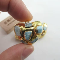 2pcs fashion natural blue larimar heart shaped pendant with 24k metal plated pendants charm 28x28mm