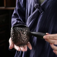 japanese gilding iron glaze hammer pattern side handle fair cup handmade retro ceramic tea pitcher fair cup capacity tea pot