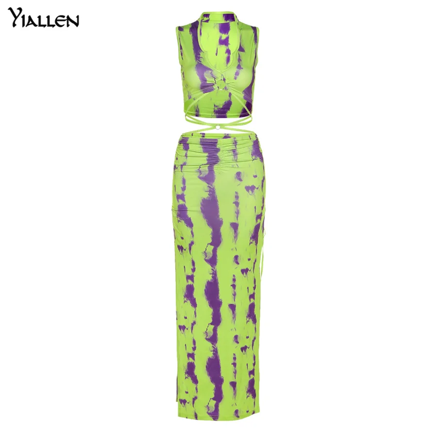 

Yiallen Women Summer Sexy Hollow Out Bandage Halter Long Dress New Fashion Club Streetwear Y2K Dresses Beach Party Vacation Hot