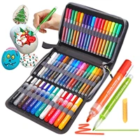 acrylic paint marker pens 48 color painting markers set with canvas bag for rock painting stone ceramic glass wood fabric gifts