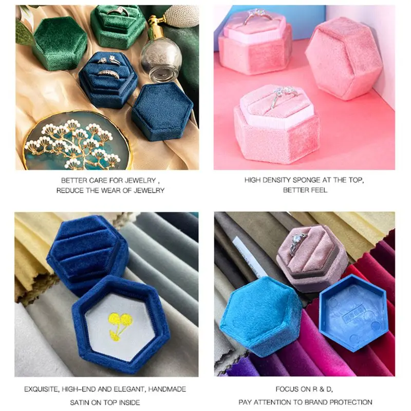 Шкатулка для колец с шестигранным бархатным замком двойной держатель со съемным