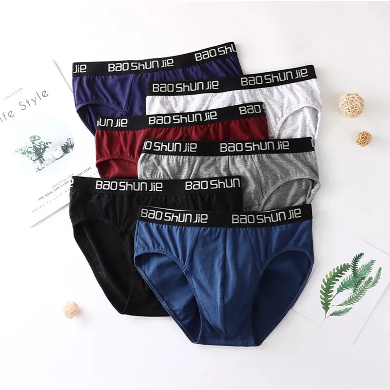 

6 PCS Men's Pure Cotton Underwear Sexy Briefs Breathable Male Underpants Comfortable L-3XL Big Size calzoncillos hombre