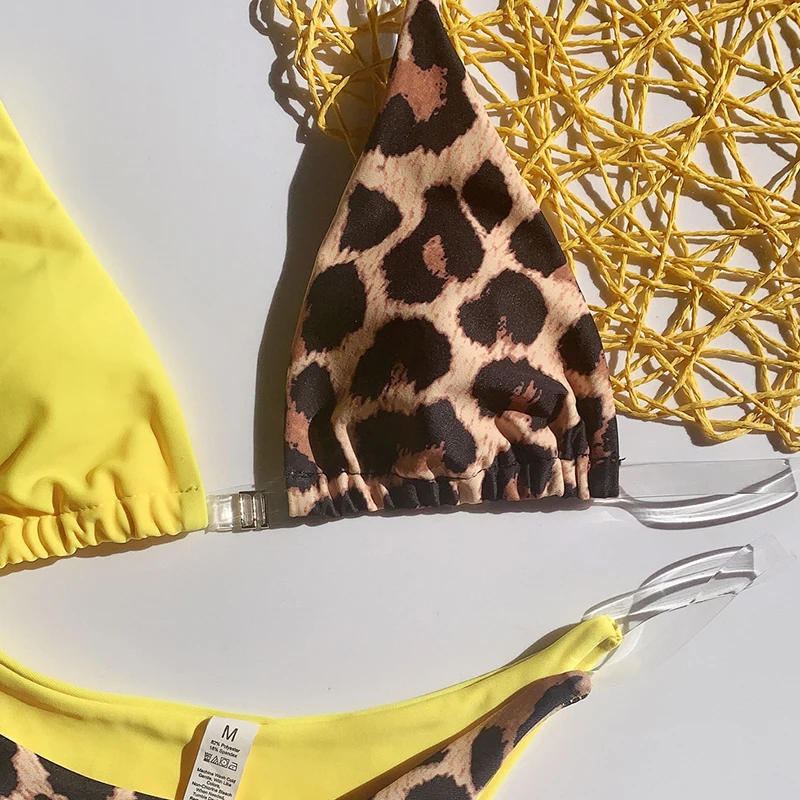 Сексуальное женское бикини 2020 Желтый леопардовый купальник женские купальники