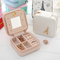 simple leather storage jewelry box creative portable jewelry storage box earrings ring jewelry box display travel jewelry box