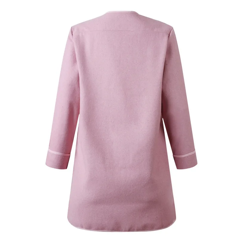 Гофрированная манжета пальто элегантные для женщин розовый длинный рукав дамы