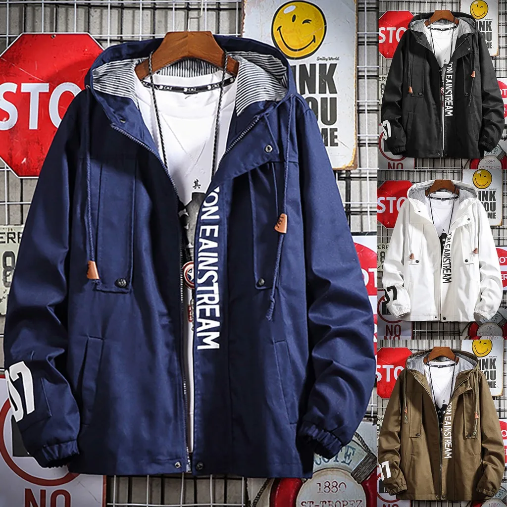 SAGACE/Популярная крутая мужская Тонкая куртка с капюшоном и принтом в виде букв для