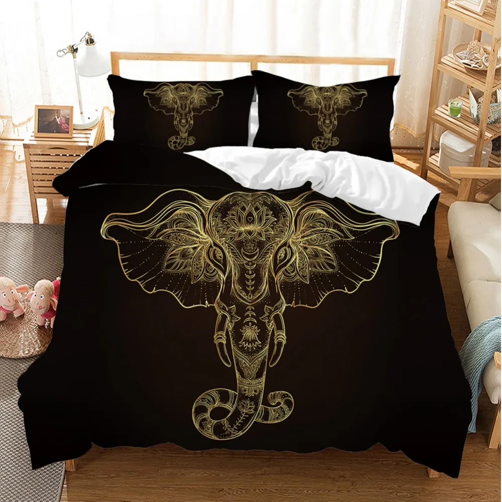 Золотой слон Лотос пододеяльник черный роскошный комплект постельного белья
