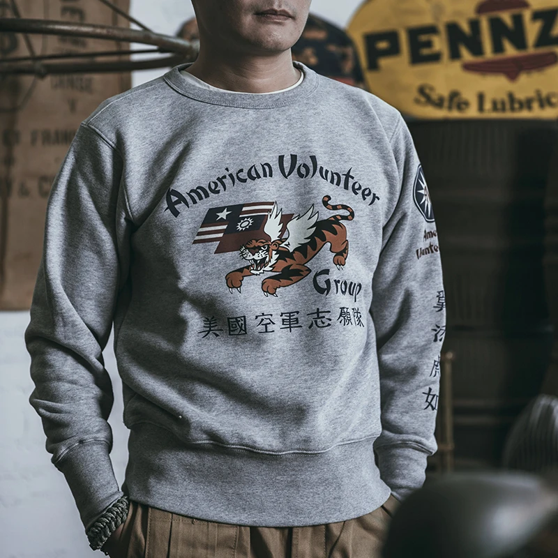 

STOCK Flying NON Tigers Crew Neck Sweatshirts American Volunteer Group Pullover