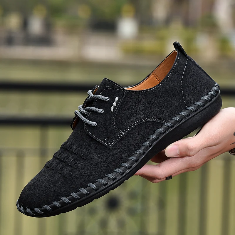Новинка 2020 года Кожаная обувь Мужская дышащая повседневная легкая для вождения