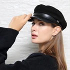 Зимние шапки для женщин, кепка в стиле милитари, винтажный берет из натуральной кожи, бейсболка, кепки, женские береты