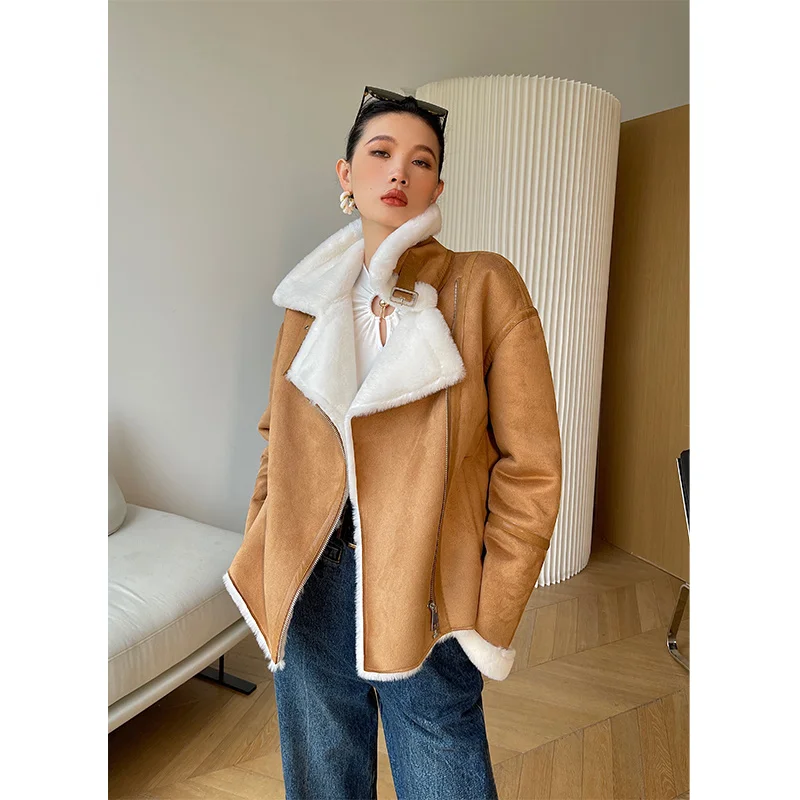 Women's Imitate Mink Design Faux Fur Autumn Outwear Winter Jacket Chic Coat Female Natural Parka Warm Clothing Plush