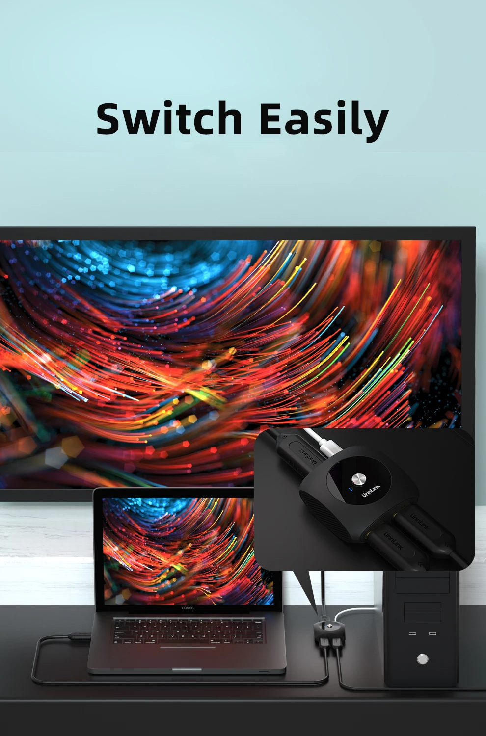 Разветвитель Unnlink Displayport двунаправленный DP 1 4 AB Переключатель 2X1/1X2 8K @ 60 Гц 4K 120 для