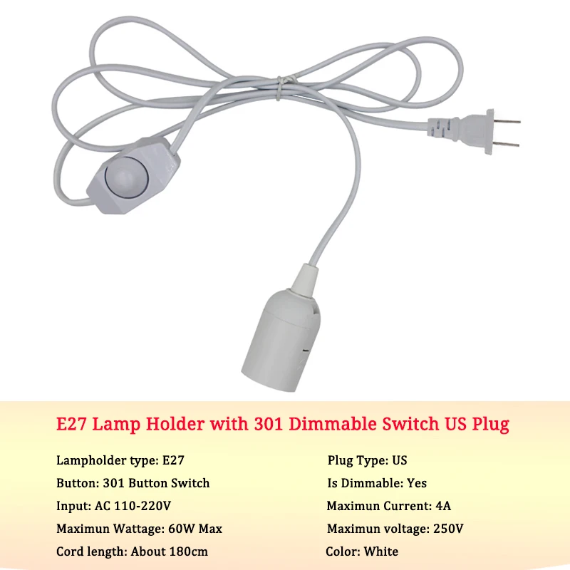 1 8 м Мощность Шнур кабель затемнения E27 Цоколи ЕС/штепсельная вилка американского