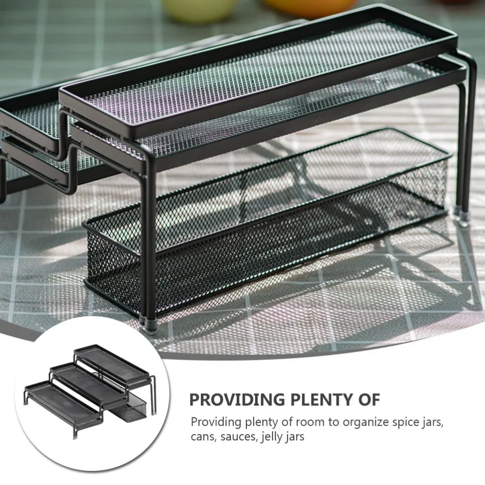 

3 Pcs 1 Set Stepped Sundry Racks Convenient Iron Seasoning Bottle Racks