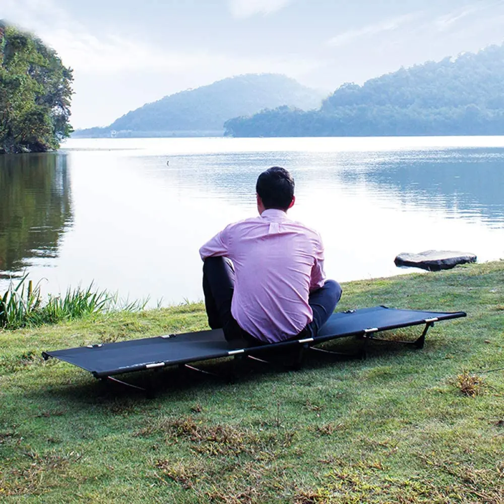 

Portable Foldable Camping Cot Single Person Outdoor Folding Bed 330LB Bearing Weight Compact for Outdoor Picnic Camping