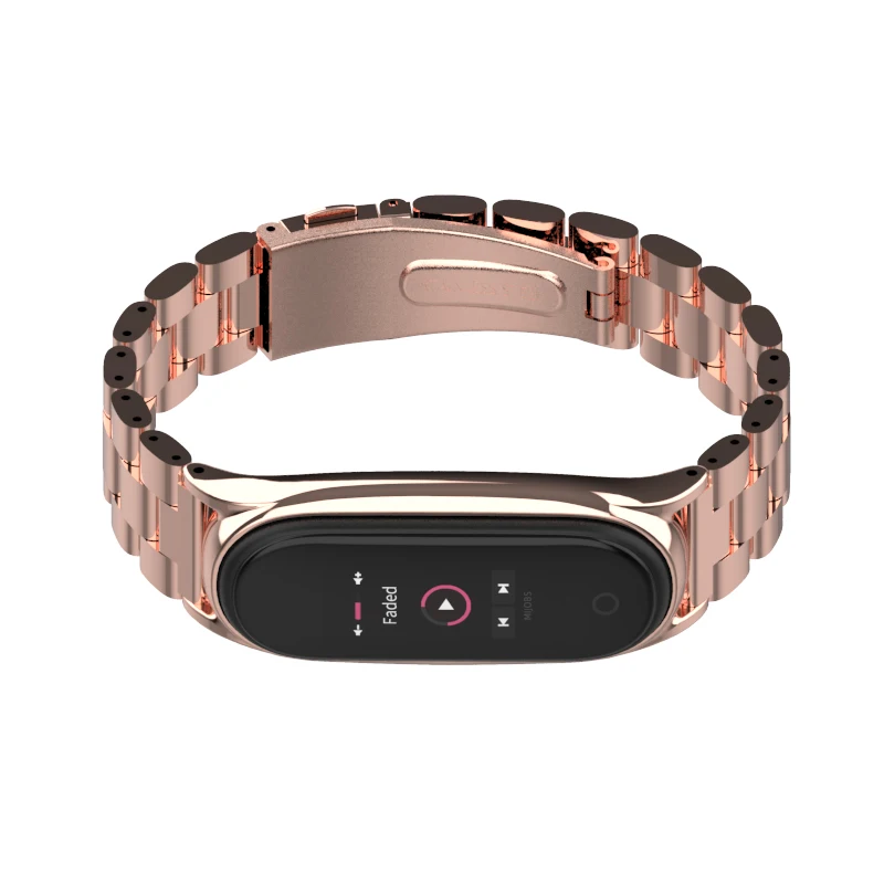 Bead Plus rosegold Mi jobs mi band 4 металлический браслет из нержавеющей стали для Xiaomi mi Band 4 mi Band 3 ремешок Смарт-часы mi band 4 correa браслет - Цвет: Bead Plus rosegold
